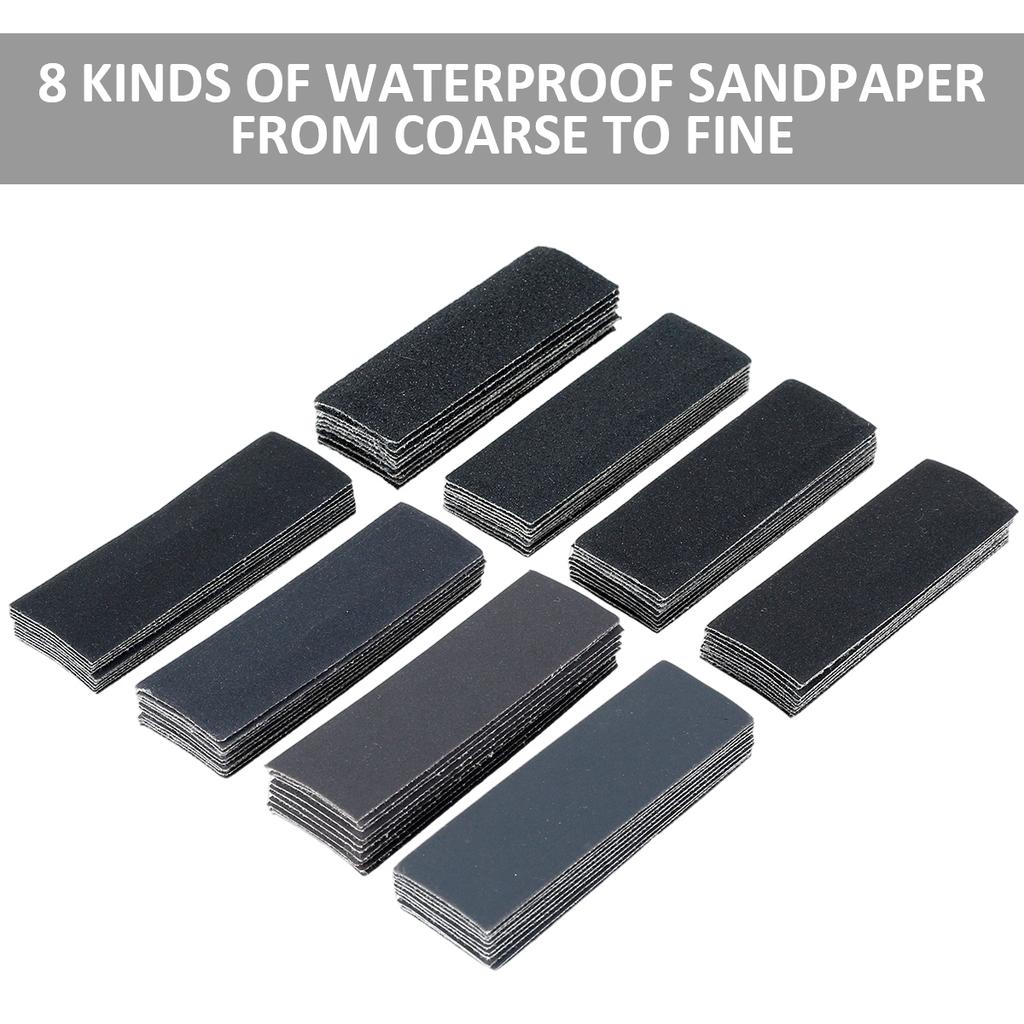 80PCS Mini Sander Kit 80-800 Grit Micro Sanding Tool Manual Grinding Wet and Dry Sandpaper Small Space Detail Polishing