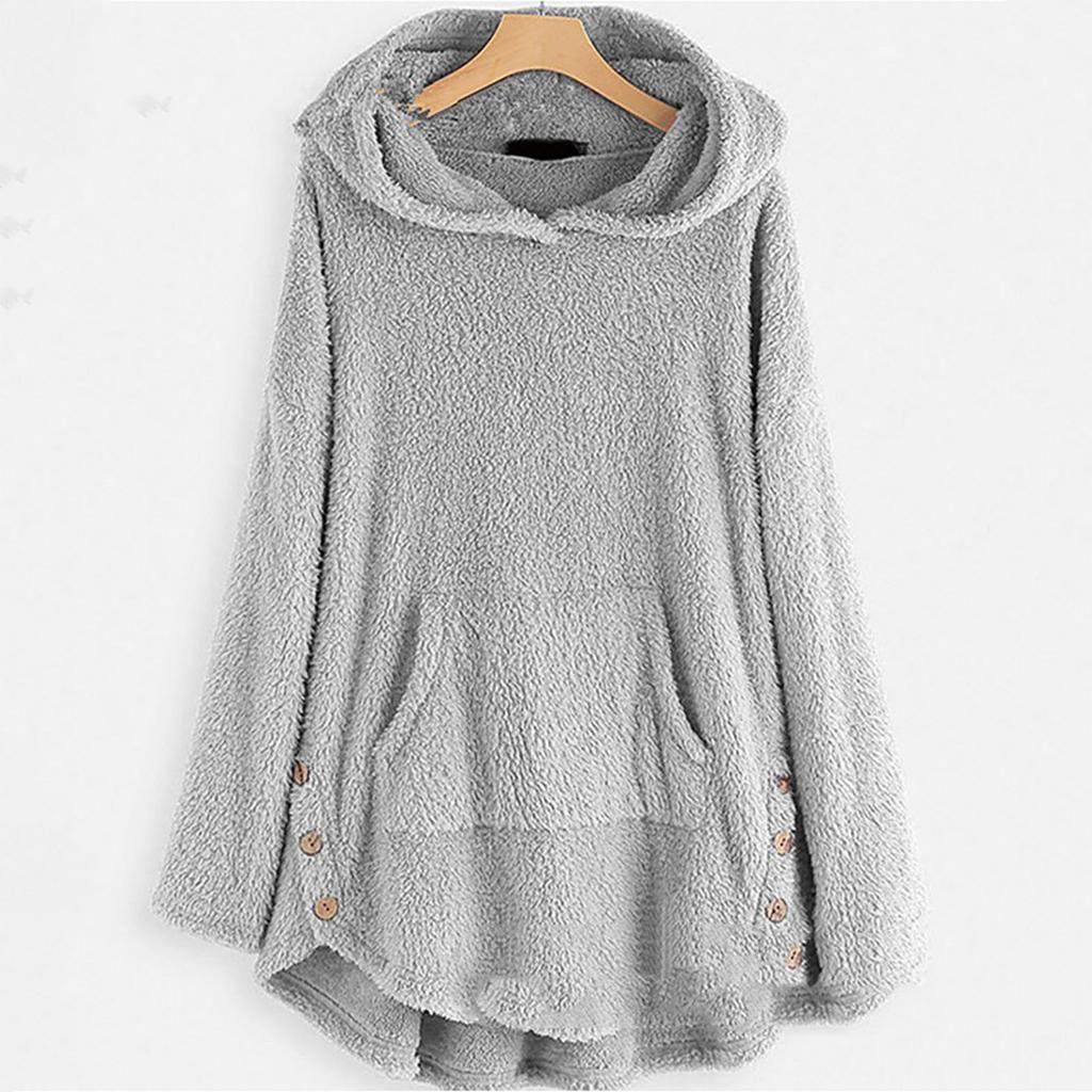 Женская мода и зима однотонный длинный рукав с капюшоном флисовый свитер
