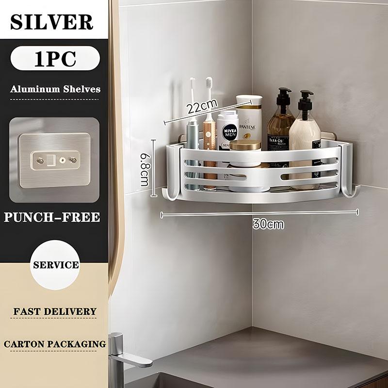 Aluminum Alloy Bathroom Shelves Punch-free Thickened Tripod Wall-mounted Corner Shelf Bathroom Accessories Shower Organizer