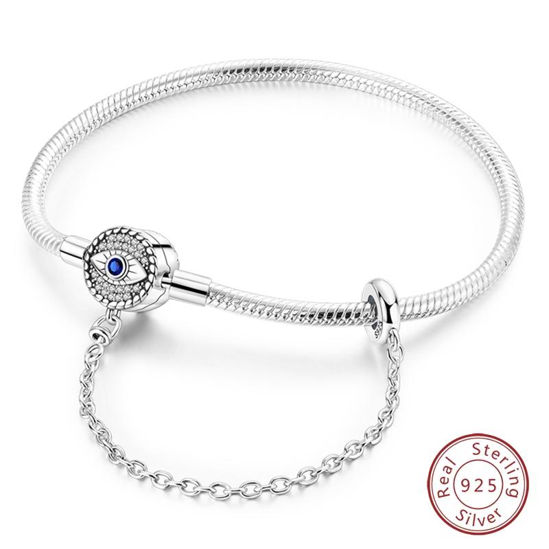 Браслеты из серебра 925 пробы 'Навсегда Любовь' Персиковое Сердце, Звезда, Луна, Самолет, Земля для Женщин, Подходят для DIY Шармов, Вечерние Украшения