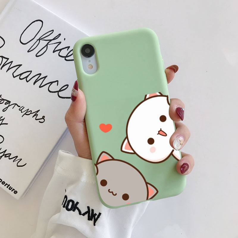 FHNBLJ Mochi Peach Goma Cat Чехол для телефона Мягкий однотонный чехол для iPhone 11 12 13 mini pro XS MAX 8 7 6 6S Plus X XR