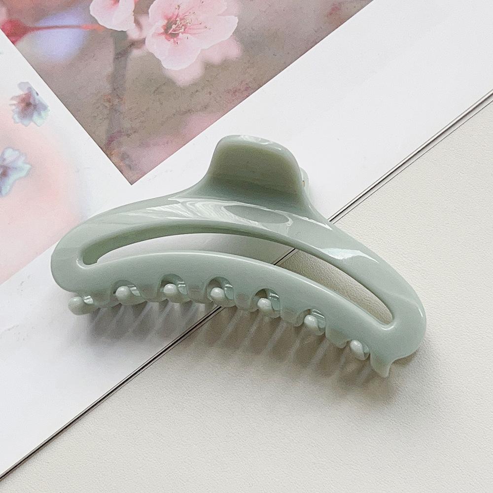 Jelly-colored hollow crescent hairpin PS high-end arc texture shark clip plate hair ponytail grip hair ornament