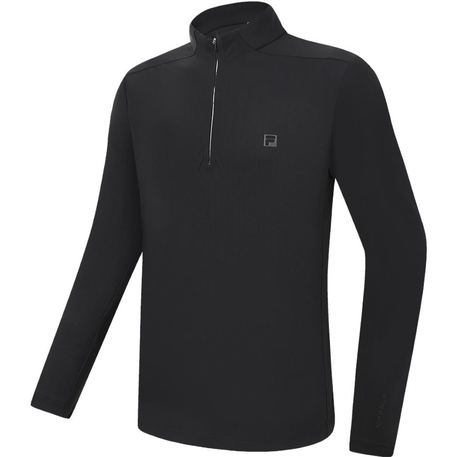 FILA T Shirts Men's Pitch Black Stand Collar Moderate Straight Fit A11M335206FBK