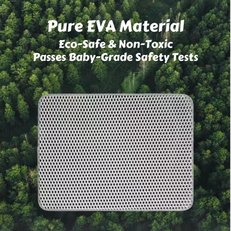 Double-Layer Cat Litter Mat - Machine Washable EVA Floor Protector Traps Stray Grains for Cat Litter Boxes