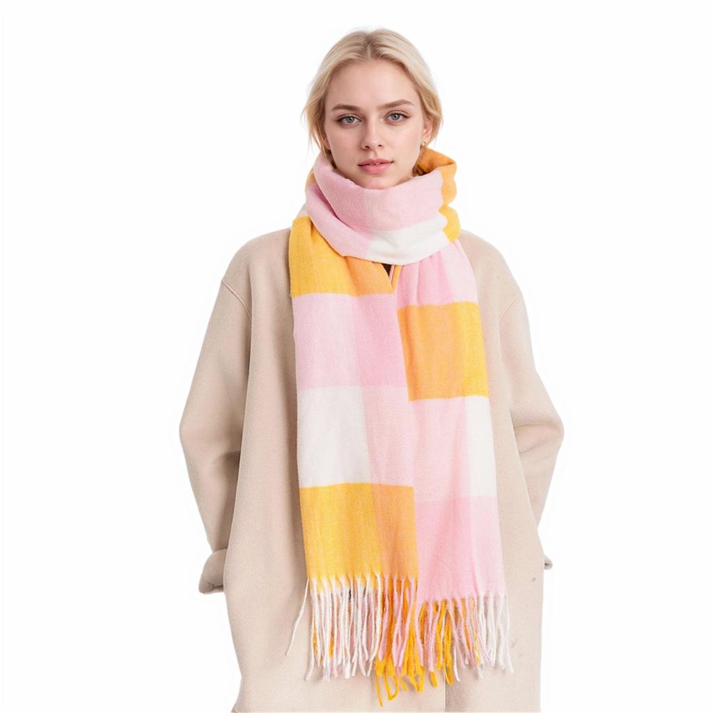 Ladies Ethnic Retro Sassel Head Cape Thick Color Striped Shawl Scarf