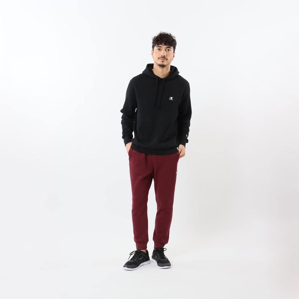 Hoodie Long Sleeve Thermal Script Logo Hooded Sweatshirt Sports Black M [Champion] Men's C3-YS408