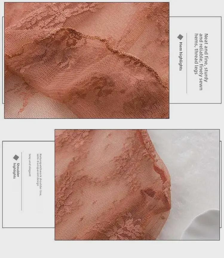 Блузка из кружевной сетки Four Seasons с полувысоким воротником и длинными рукавами, просвечивающая, в корейском стиле