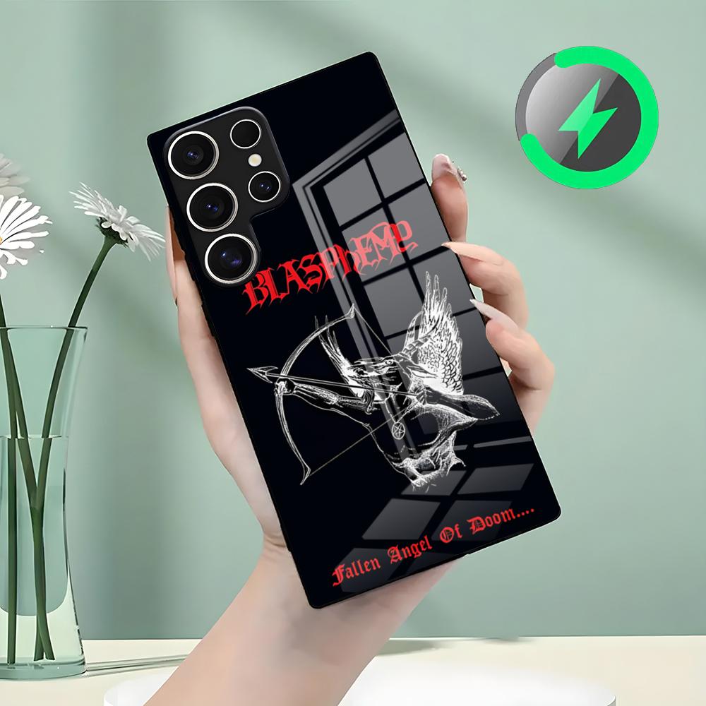 Чехол для телефона Blasphemy Band для Samsung S26 S25 S24 S23 S22 S21 S20 Edge Ultra Plus FE для Magsafe Стеклянный чехол