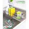 YQh Telescopic Sponge Holder for Kitchen Sink, 304 Stainless Steel, Adjustable 30-48 cm, Storage Rack with Drainer