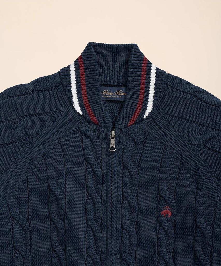 Brooks Brothers Supima Cotton GF Logo Tennis Full Zip Sweater 100218862 Navy S [Brooks Brothers]