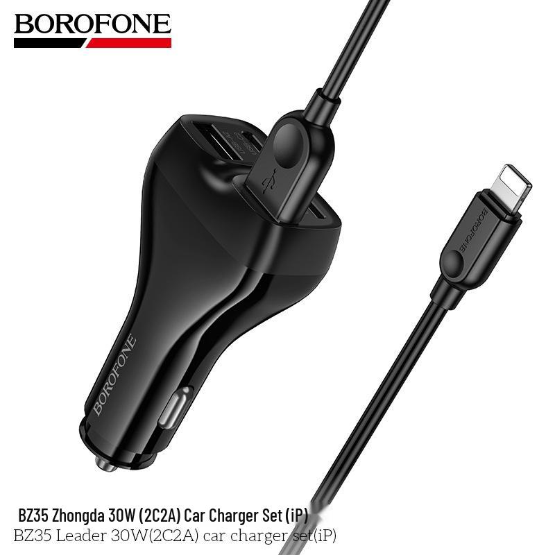 Автомобильное зарядное устройство BOROFONE BZ35 на 4 порта, 30 Вт, 2C2A, с кабелем для быстрой зарядки для мобильных телефонов