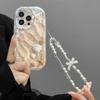 Pearl Lanyard Phone Case Beach Shells For Samsung Galaxy S26Ultra S25 S24 S23 + A57 A37 A56 A55 A36 A17 A15 A07 4G Ripple Border