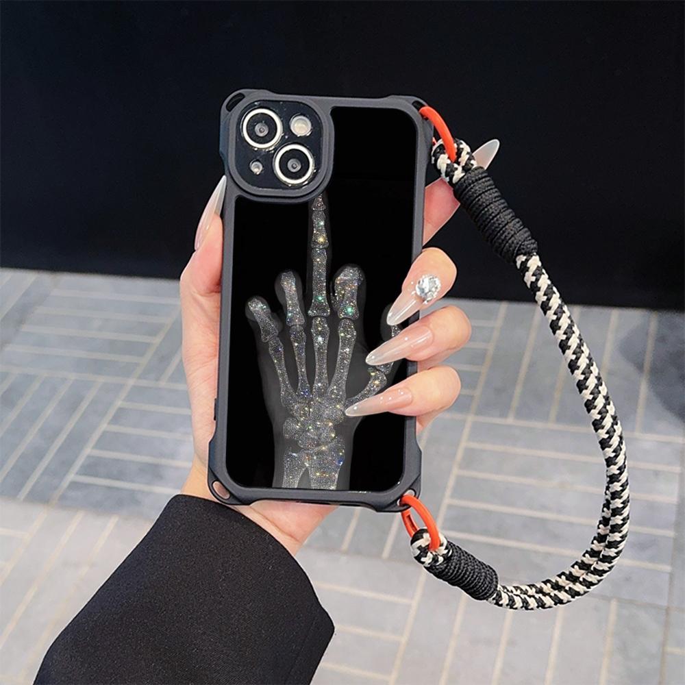 Мягкие чехлы для телефонов Ae80 Gesture Greeting Design Art для iPhone 16 15 14 13 12 11 Pro Max 8 Plus XR с ремешком на запястье, защитным шнурком для углов, задней крышкой