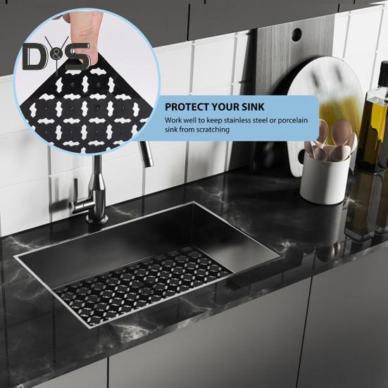 2 шт., 30x40 см, коврик для кухонной раковины, ПВХ, полый ромб, прямоугольник, противоскользящий, режущий, керамический, защита для раковины из нержавеющей стали, дренажная подушка