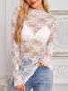 Топ TK2025 облегающего кроя с летней сеткой и кружевом, с длинным рукавом для женщин