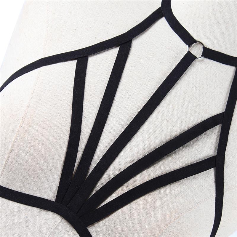 Womens Elastic Bandage Goth Cage Harness Cross Crop Straps Lingerie