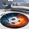 Soccer Ball Round Area Rug – Football Game Theme Carpet – Non-Slip Floor Mat for Living Room or Kids' Room, Washable Home Decor
