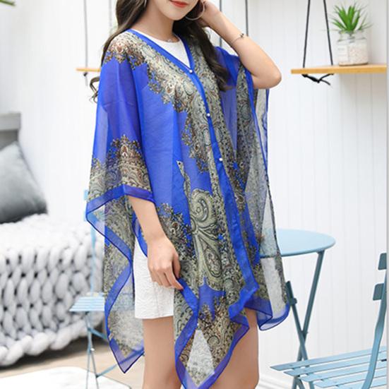 Women Shawl Cashew Print Beads Ladies Loose-fitting Sexy Cover Up for Vacation