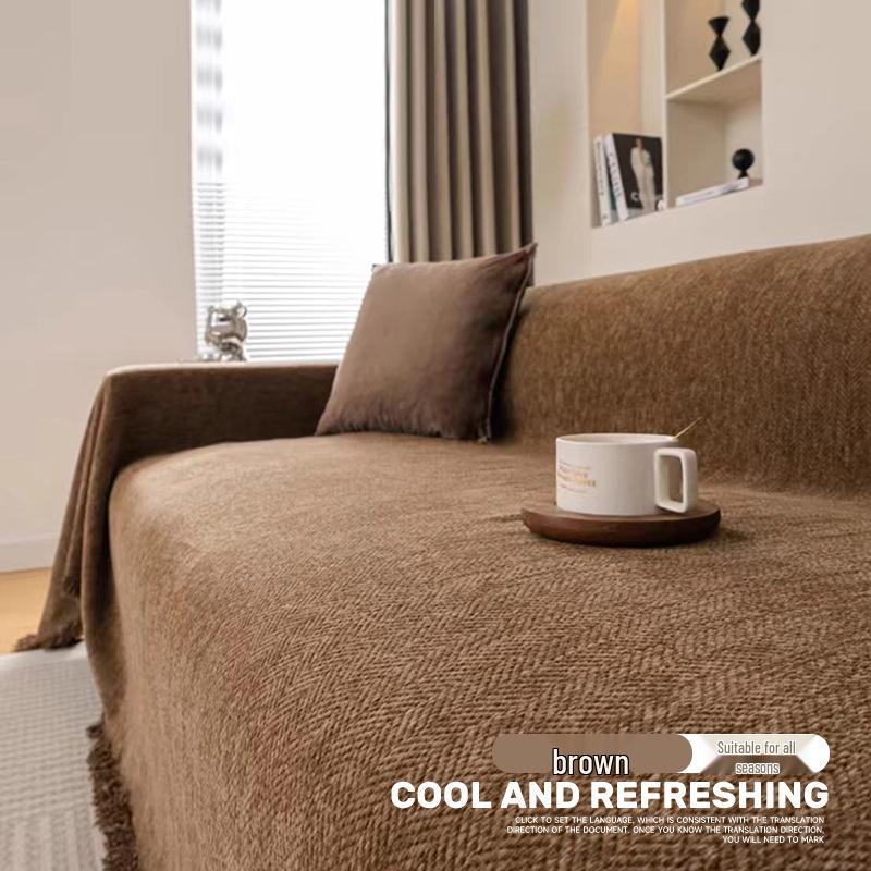 Современный минималистичный чехол на диван из шенилла в елочку, всесезонное нескользящее одеяло