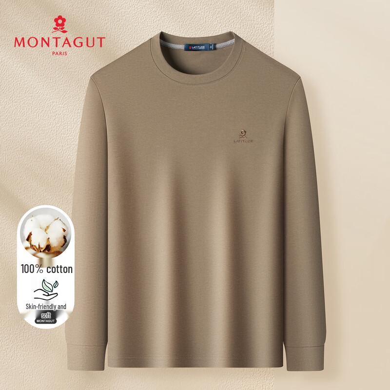 Мужская футболка MONTAGUT с круглым вырезом и длинным рукавом, 100% хлопок
