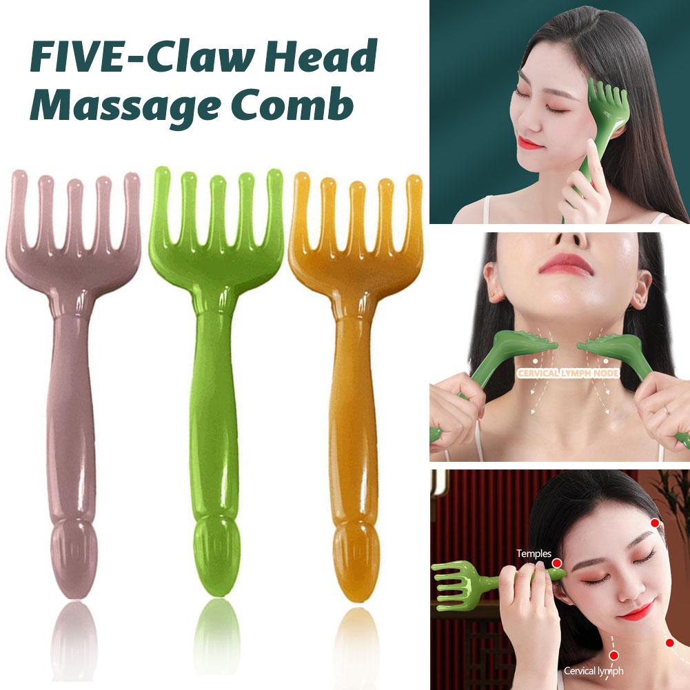 Natural Golden Sandalwood Five-Claw Scalp Massager Back Sha Massage Care Meridian Tool Handheld H1T5