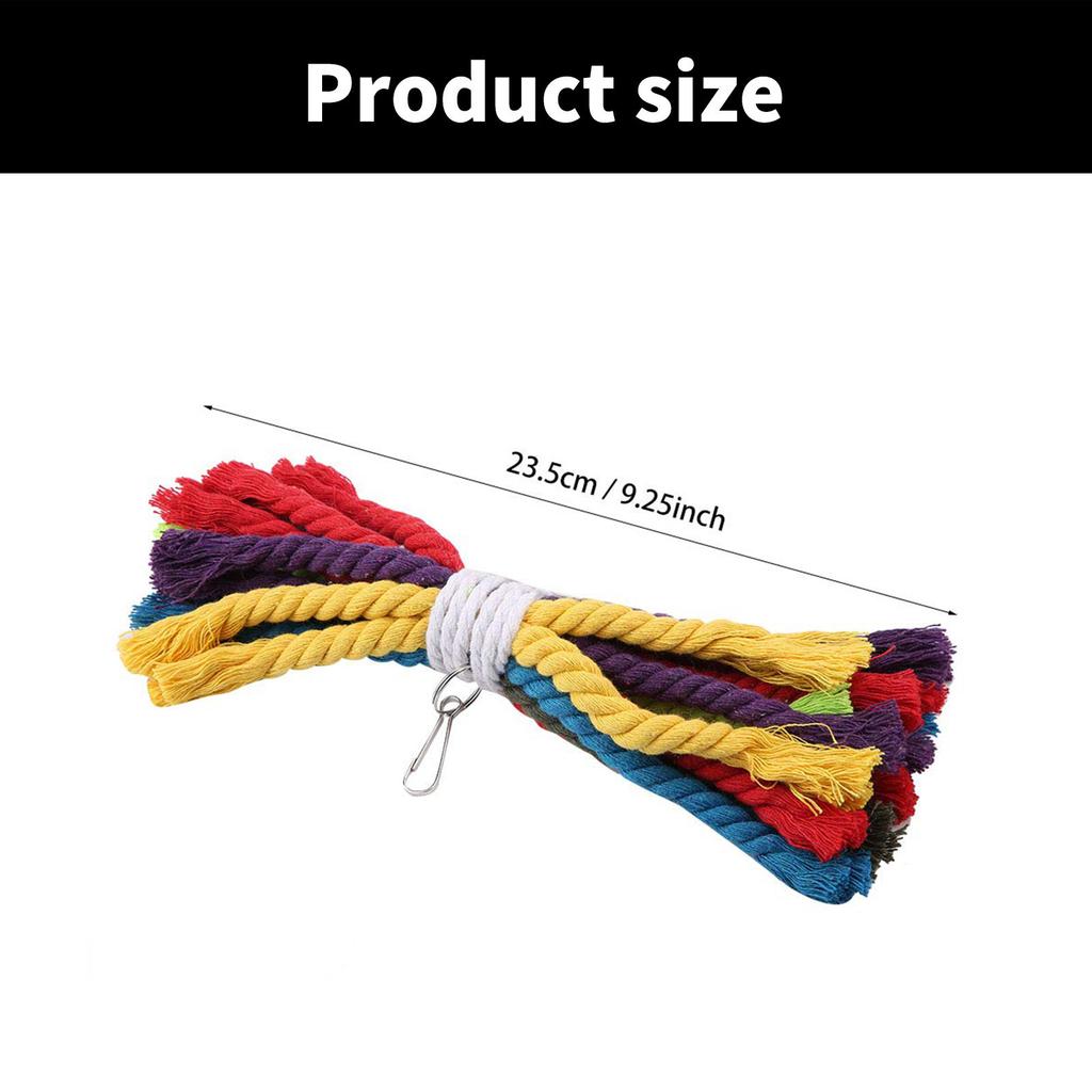Подвесная игрушка для птиц Радужный цвет Хлопковая веревка Игрушка для жевания для попугаев Умственная стимуляция Подвесное украшение для клетки