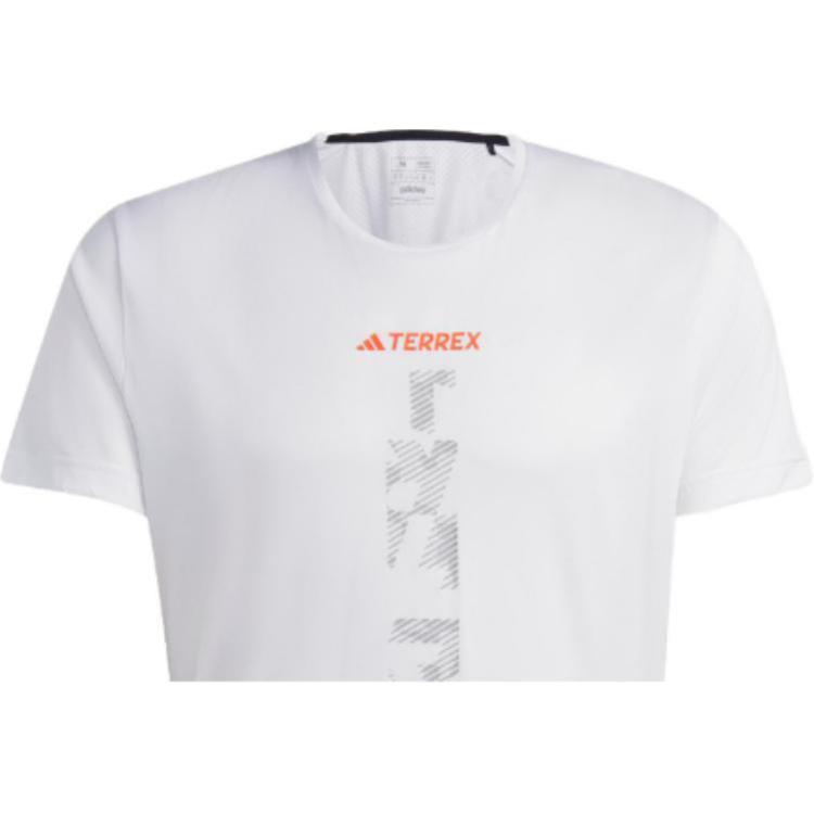 Adidas Мужская футболка для бега по трейлрангу Agravic с принтом алфавита, белая HT9442