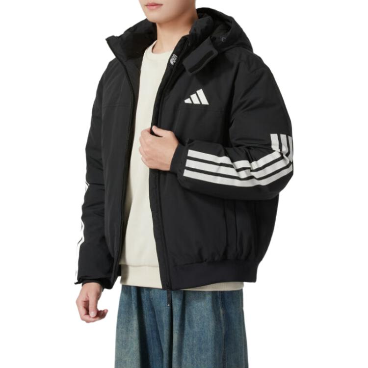 adidas Мужская пуховая куртка 3 Stripes Осень 2024 Черная JG3845