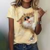 Summer Women's T Shirt Casual Short Sleeve 3d Cat Print T Shirts Fashion Streetwear Crew Neck Pullover Female Oversized Clothing
