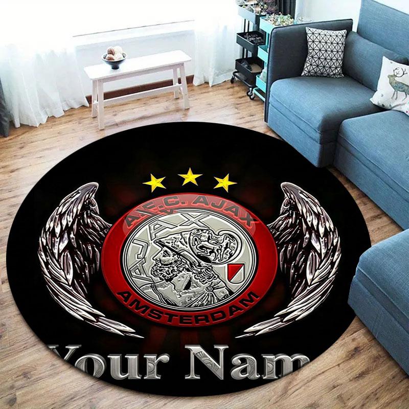 AFC Ajax Custom Name Round Area Rug,Carpet Rug for Living Room Bedroom Sofa Playroom Decor,Non-slip Floor Mat