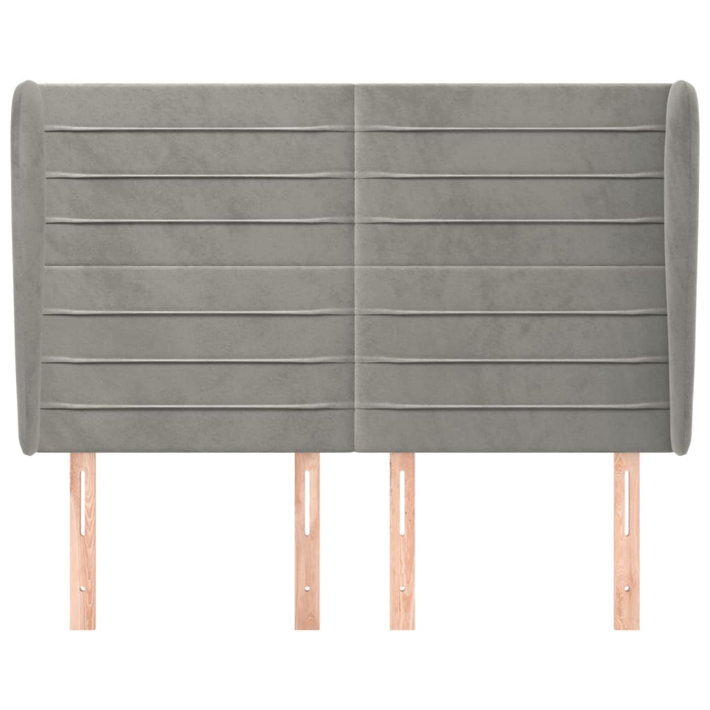 Headboard with Wingback in Light Grey 147 x 23 x 118 128 cm Velvet