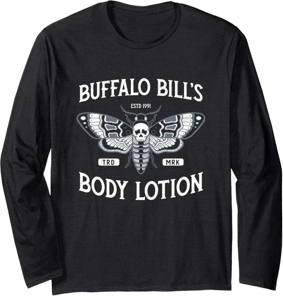 Goth Body Lotion Deaths Head Moth Horror Long Sleeve Tshirt