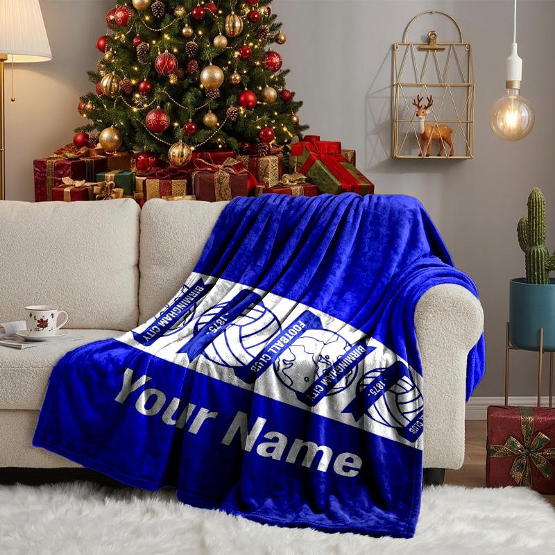 Custom Name Birmingham Football Club Blanket Bedding Blanket for Women Men, Soft Throw Blankets for Couch,Bed, picnic, Christmas gifts