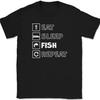 Футболка Eat Sleep Fish Repeat Смешная Удочка Рыбалка Юмор Подарок Хобби Футболка