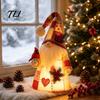 Decorative Autumn Harvest Figures Handmade Patchwork Gnome Ornament with Bird Decoration, Resin And Cloth Figurine Fabric Fall Dolls Home Decor,