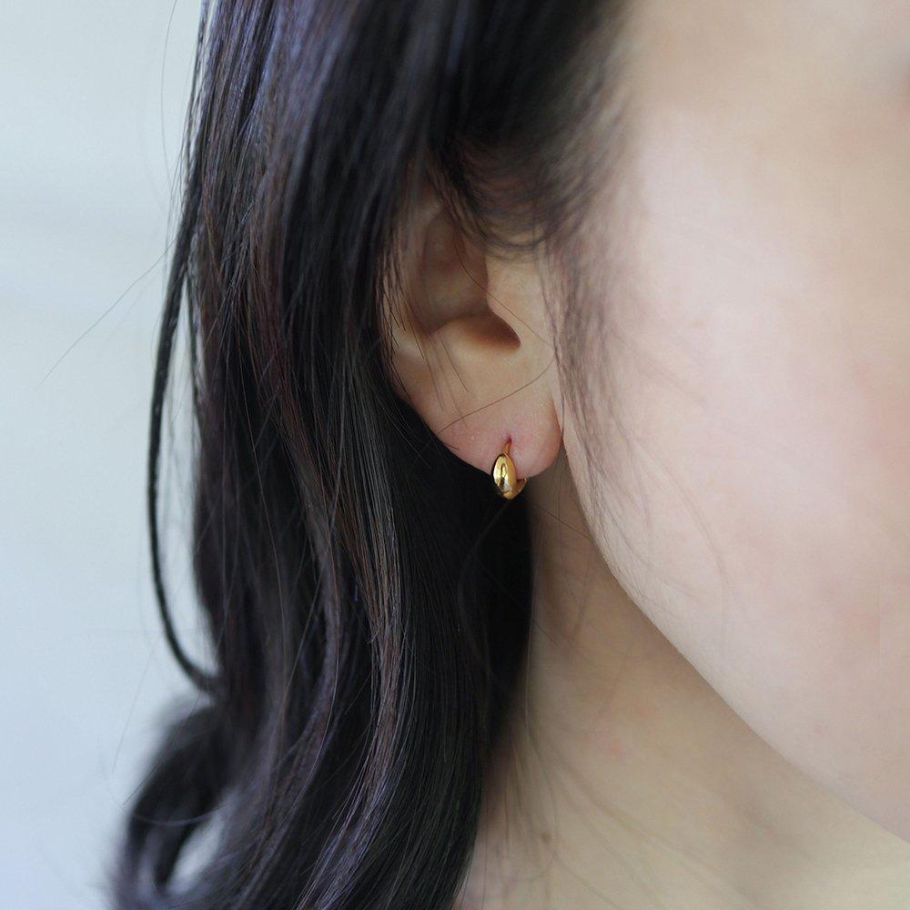 14K Gold-Filled Silver Wide Bean One-Touch Earrings
