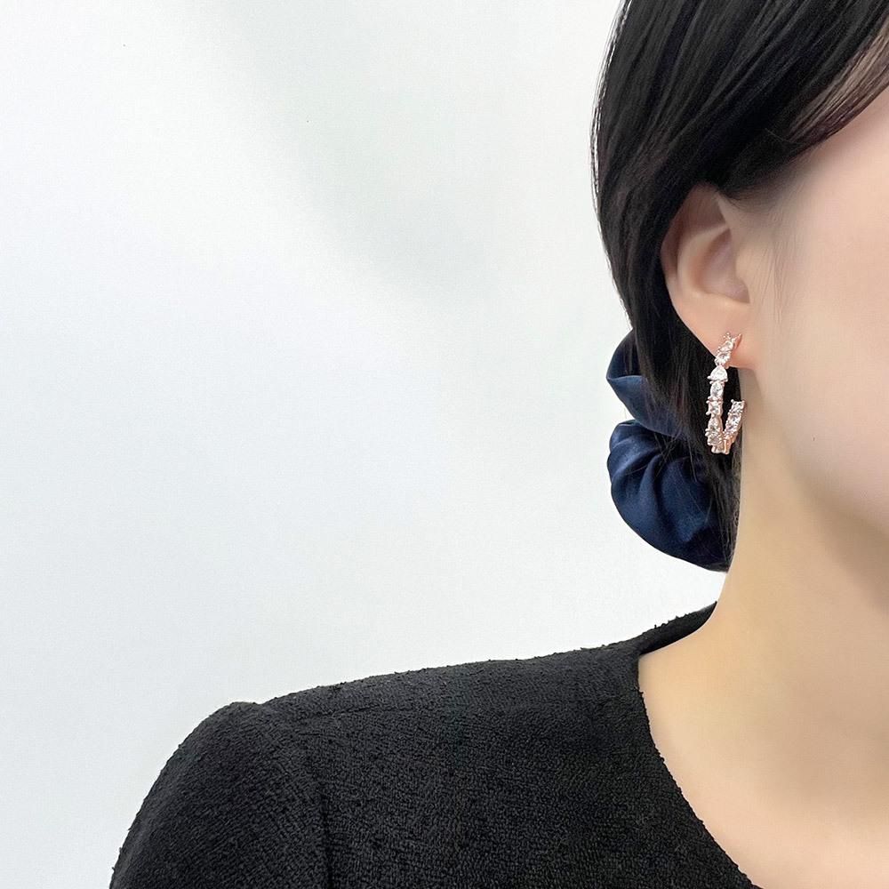 Dieuamour 14K Золотой Штырь Кристалл Amante Кольцо-Серьги Ban