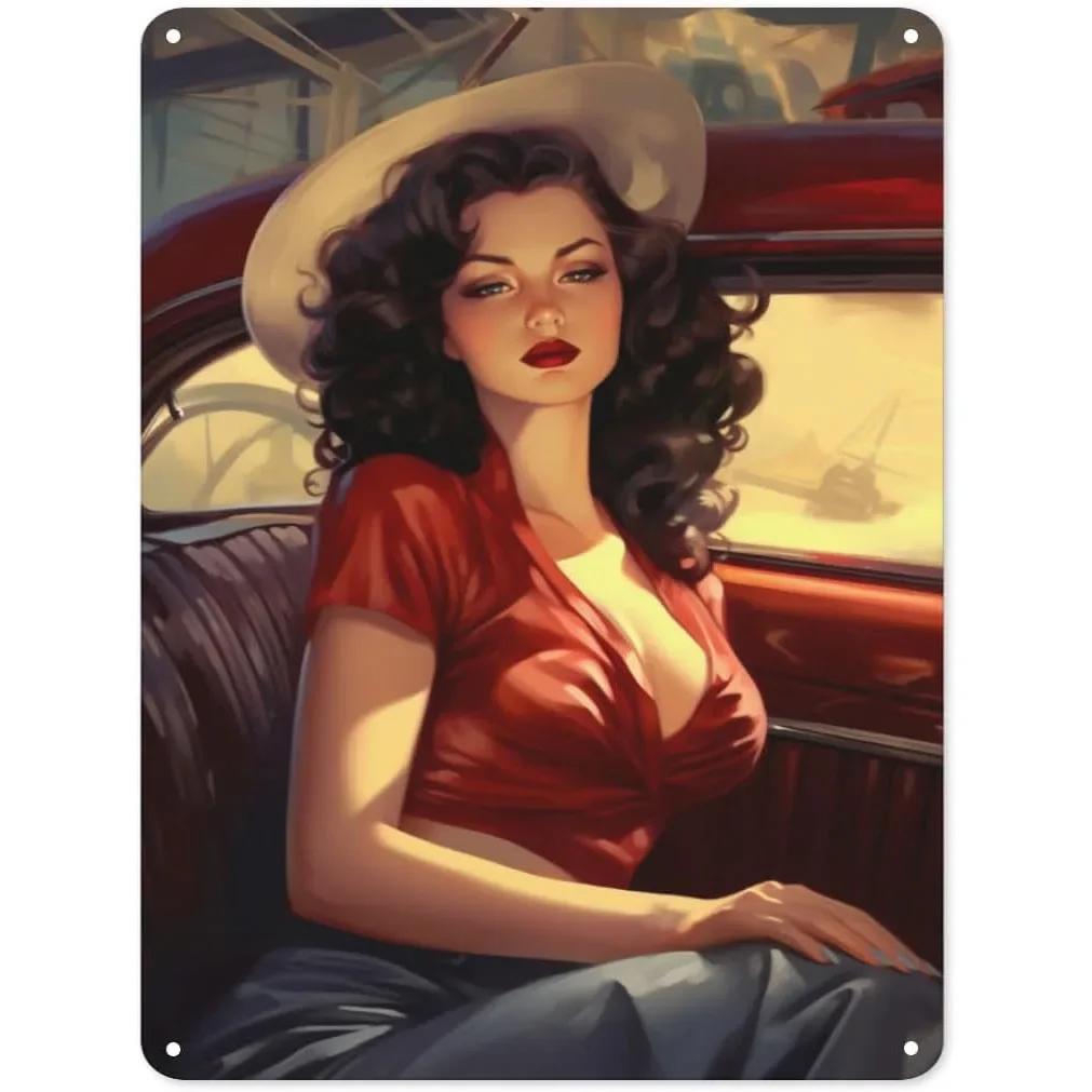 Пинап модель автомобиля металлические жестяные таблички сексуальные девушки настенная табличка винтажная железная живопись украшение для дома кафе игровой комнаты клуба бара