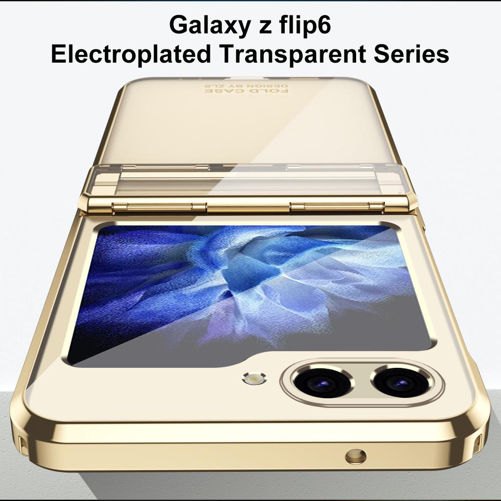 Deluxe Гальваническое Покрытие Phantom Складной Чехол для Samsung Z Flip 6 Galaxy Z Flip5 Flip4 Z Flip 3 Flip5 Противоударный Бампер 3в1 Откидная Крышка