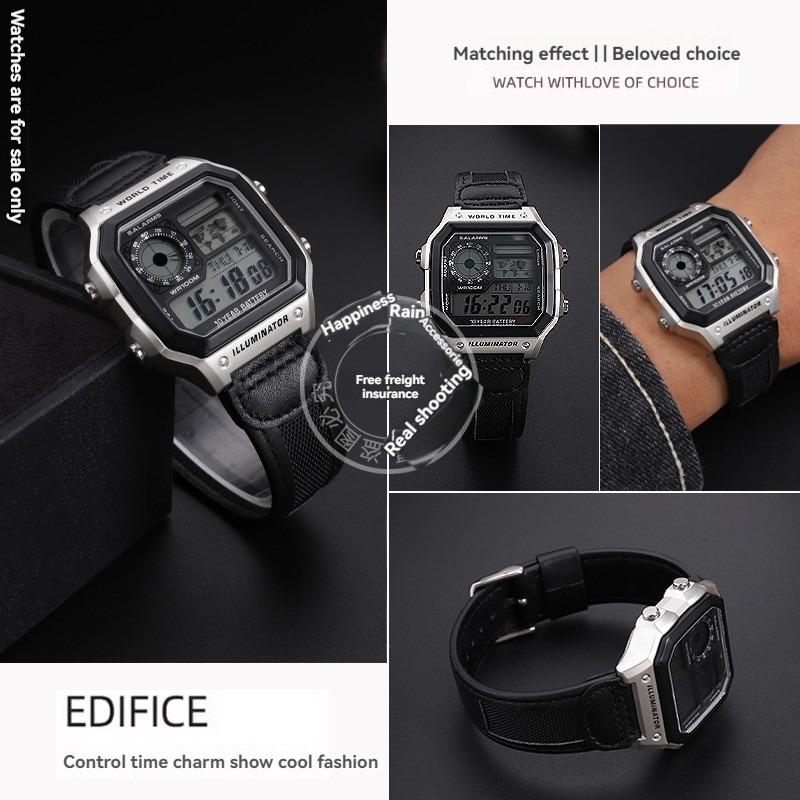 Для Casio AE-1200 AE1200/1300 W-216 F-108 91 W-218H Высококачественный ремешок для часов из коровьей кожи 18 мм Телячья кожа Коричневый Аксессуары для часов