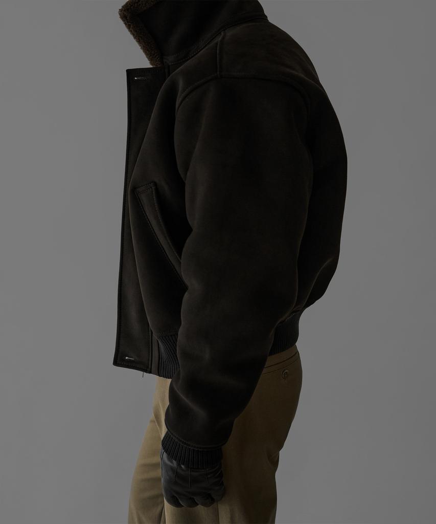 Bowlow Product Suede Crop Shearling Jacket [Dark Brown]