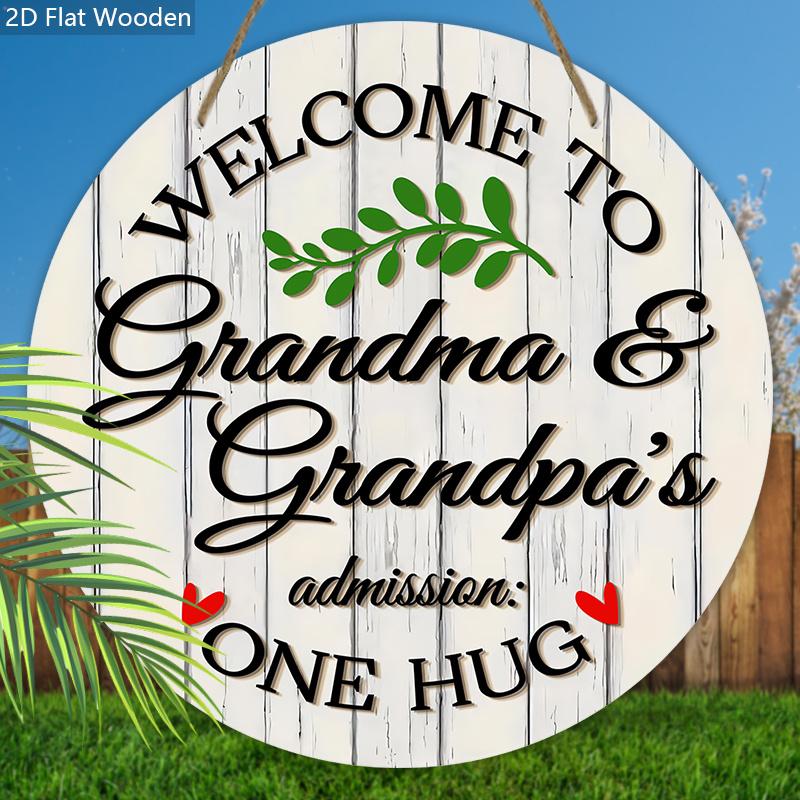 Rustic Warm Decorative Hanging Wooden Sign - Charming Round Sign for Front Door, Wall Hanging Decor