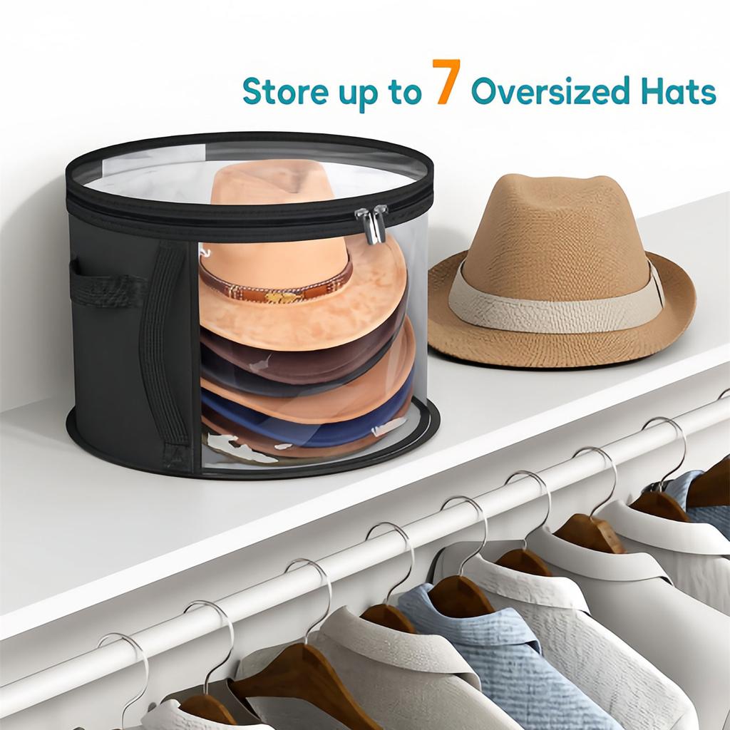 Hat Storage Bag for Efficient Organization Convenient Foldable Round Brim Caps Organizer with Handle and Clear Window