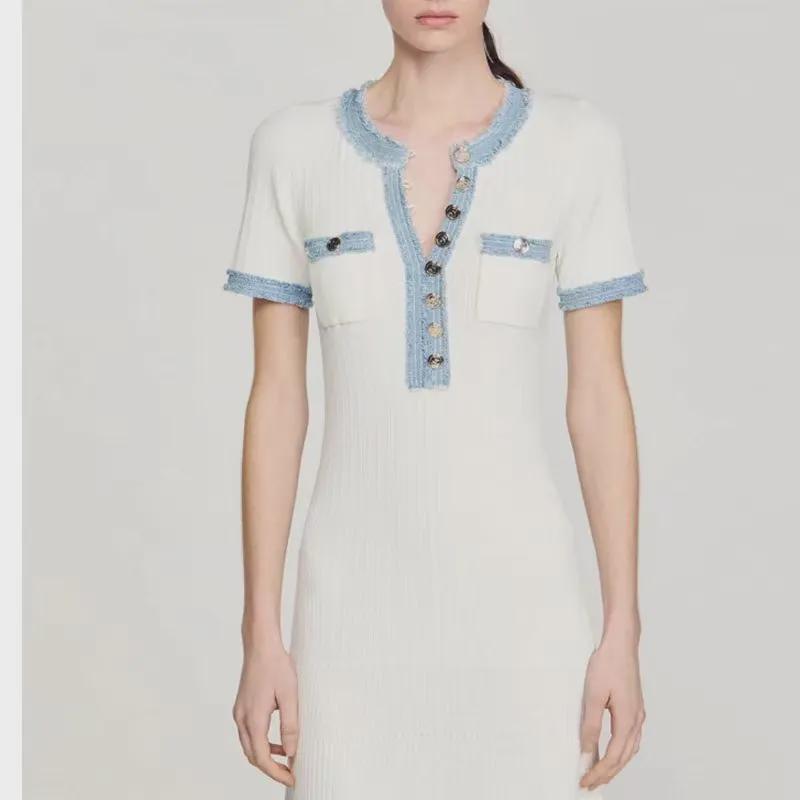 Летнее платье миди в стиле европейских и американских знаменитостей 2025 года