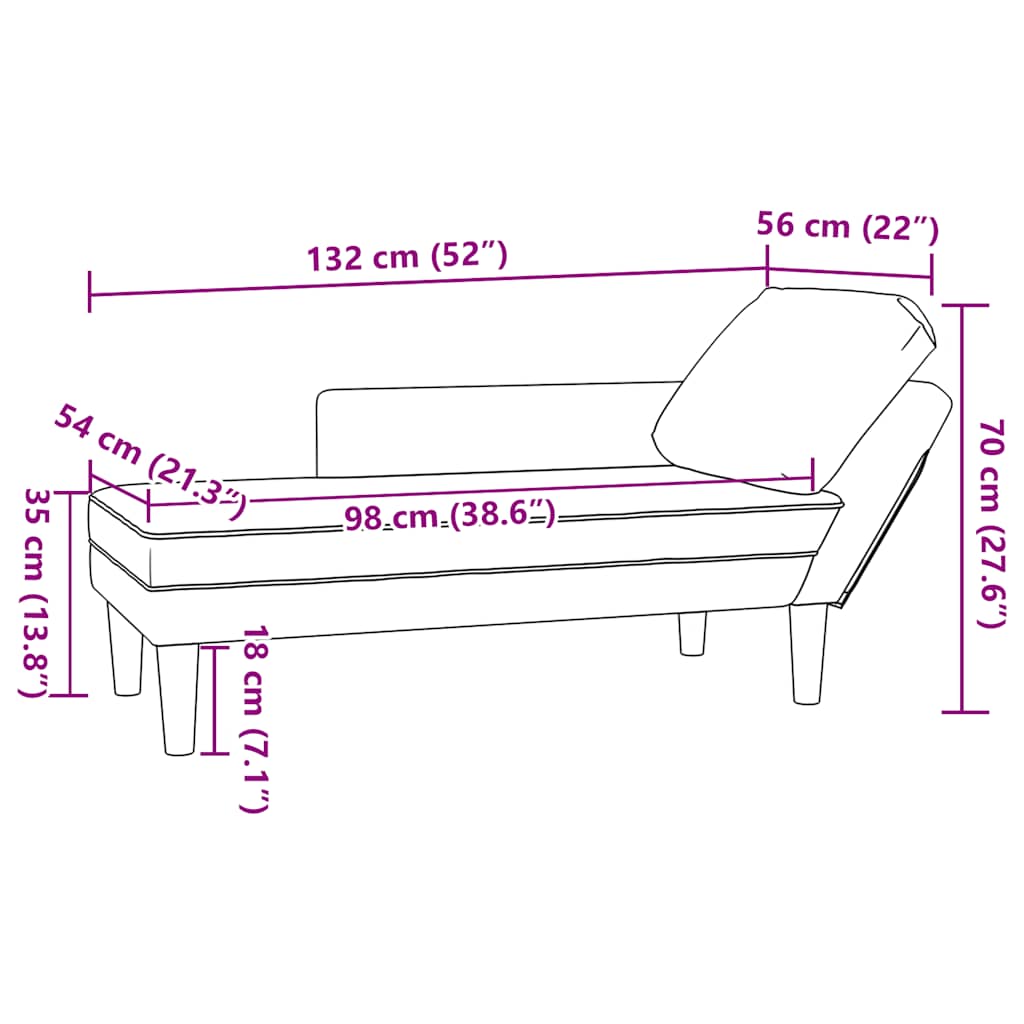 Dark Grey Cord Fabric Chaise Longue with Cushion