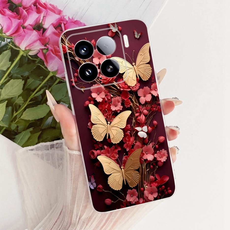 Для Xiaomi Mi 15 Pro 5G Чехол Роскошный Чехол с Рисунком Бабочки Мягкий Силиконовый Чехол для Телефона Для Xiaomi 15 Pro Mi15 Pro 5G Fundas Бампер