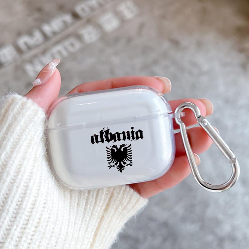 Мягкий чехол для Apple Airpods 2 1 Чехлы для наушников с крючком Албания Флаг албанцев Для Airpod Pro 3 Pro2 Прозрачные защитные чехлы