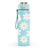 1PC White Daisy Flower Simple Floral Pattern 750ml Color Plastic Sports Water Bottle Leakproof Flip Straw Lid Suitable for Sports Office Home Use