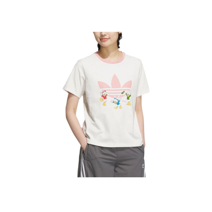 Adidas Спортивная футболка с коротким рукавом Disney Cotton Print, женские топы, белые JP1428