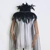 Breathable Mesh Feather Cloak Long Design Halloween Accessory Role Play Party For Fantasy Cosplay Costume Event